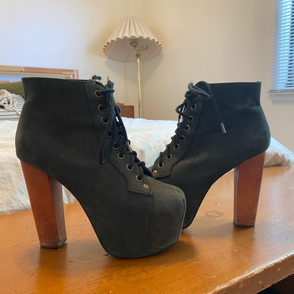 Jeffrey Campbell Black Lita Bootie Heels